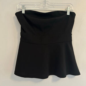Black Strapless Peplum Top Size Small